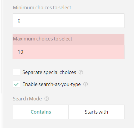How to set the maximum choices to select for a Tag Box