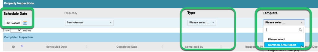 Cirrus8 Property Inspection Template Selection