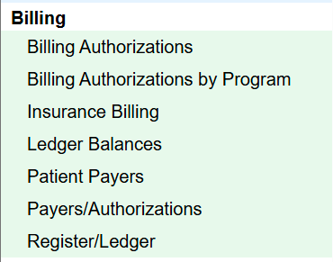 Billing Reports section in BestNotes