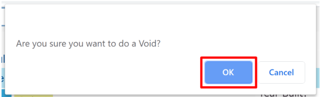 Readymode confirmation dialog asking “Are you sure you want to do a Void?” with OK and Cancel buttons.