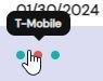 Readymode DID Reputation data grid showing a carrier dot indicator with a tooltip highlighting T-Mobile as the carrier flagging the number.
