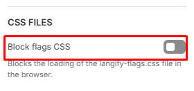 The "Block Flags CSS" option shown as disabled