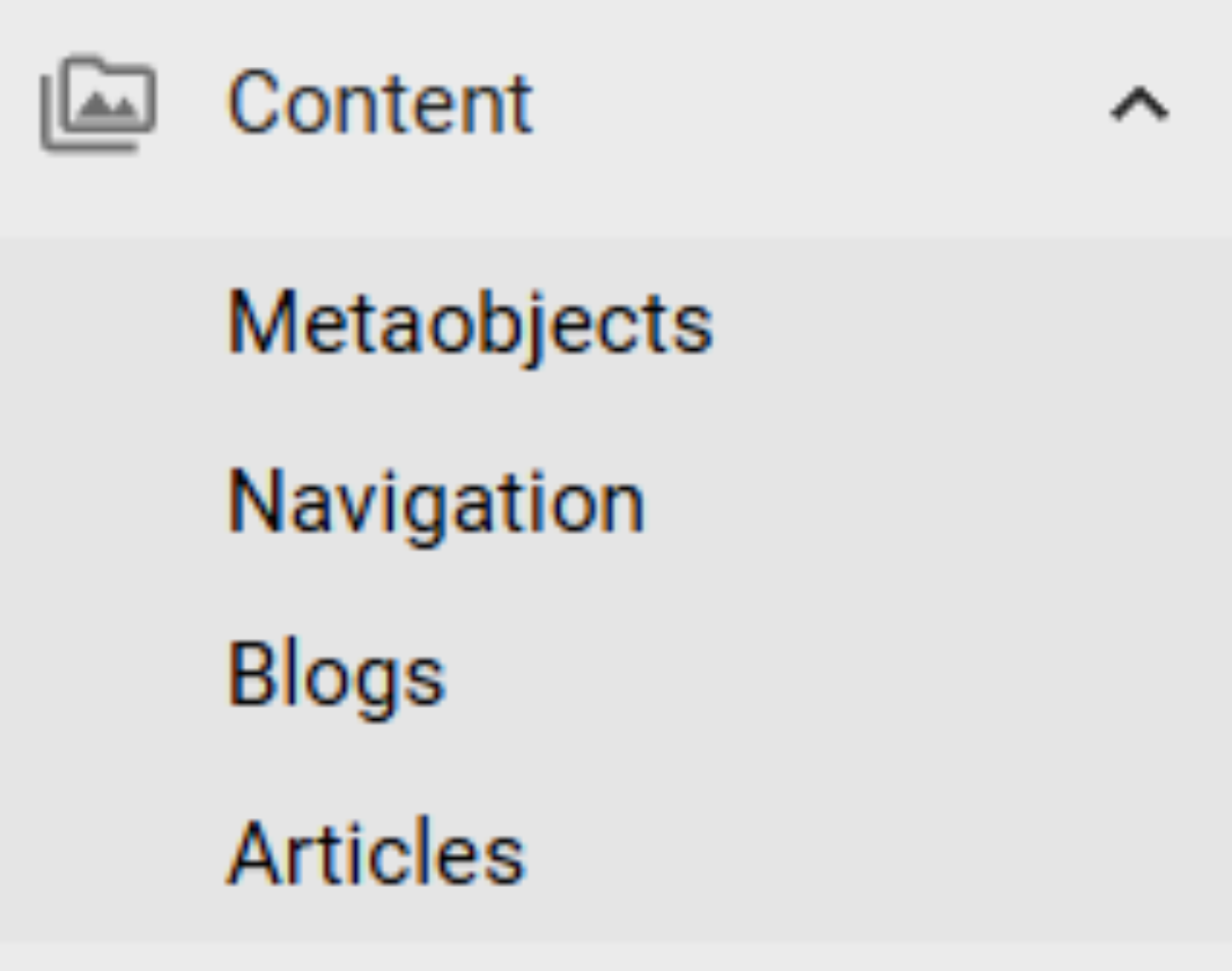 Content section in the left hand menu