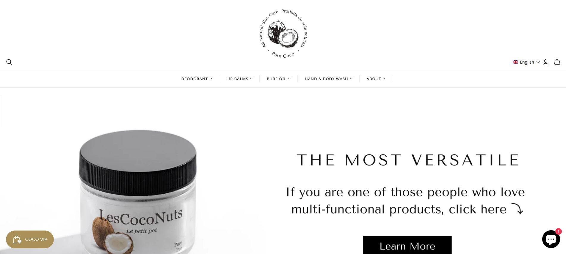 Pure Coco homepage