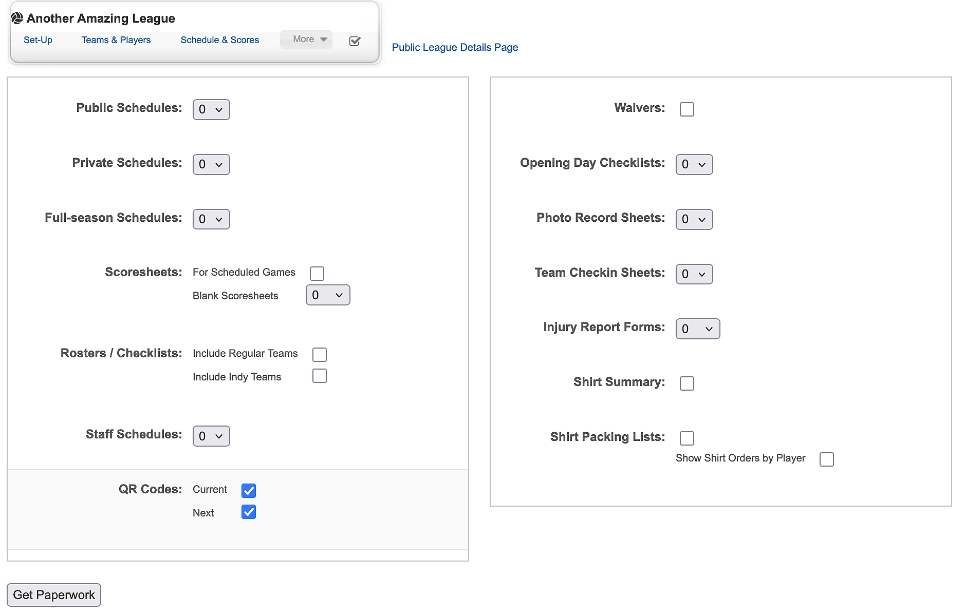 Paperwork checklist with QR Codes option