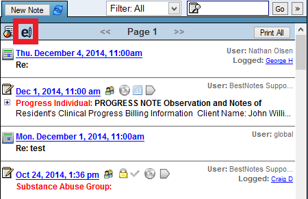 Sign all notes button on Activity log