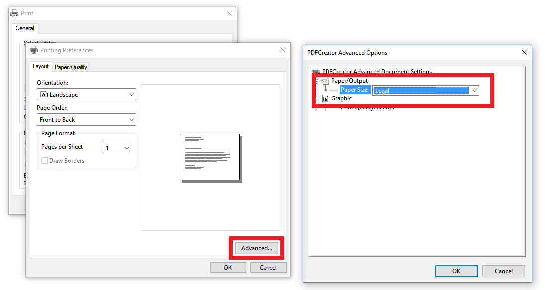 Screenshot showing Landscape orientation option