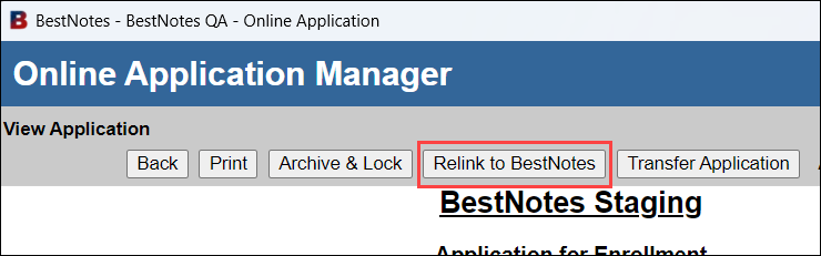 Relink to BestNotes button