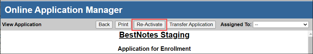 Screenshot showing the Re-Activate button