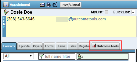 OutcomeTools tab selected