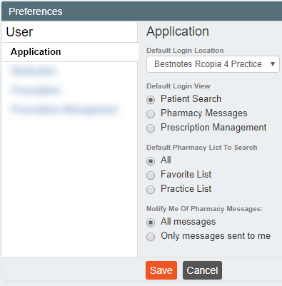 Screenshot of Application preferences.