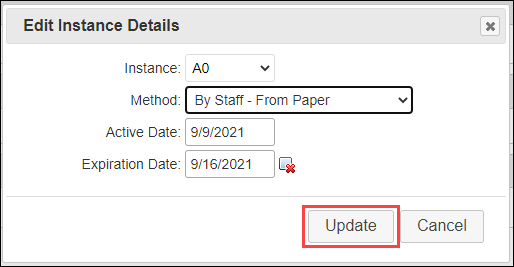 Update button