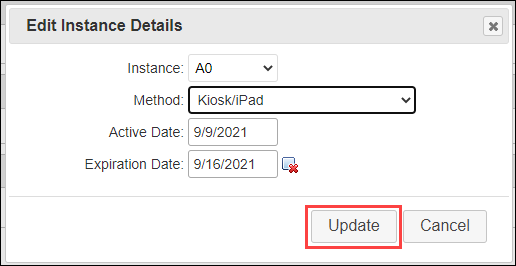 Update button