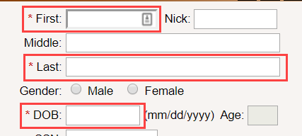 Required fields