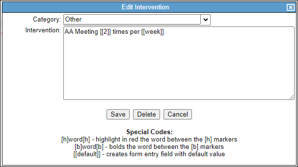 Make adjustments to intervention details