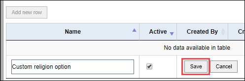 Save button