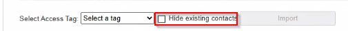 Screenshot showing Hide existing contacts checkbox