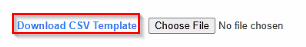 Screenshot showing Download CSV Template button