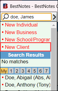 New Client button