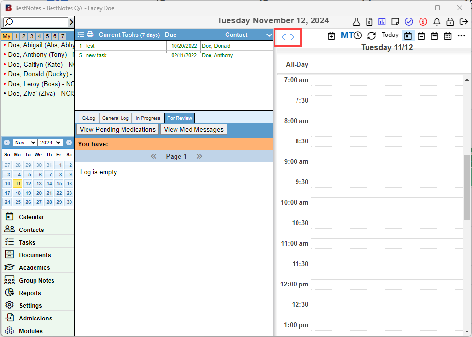 Calendar navigation arrows