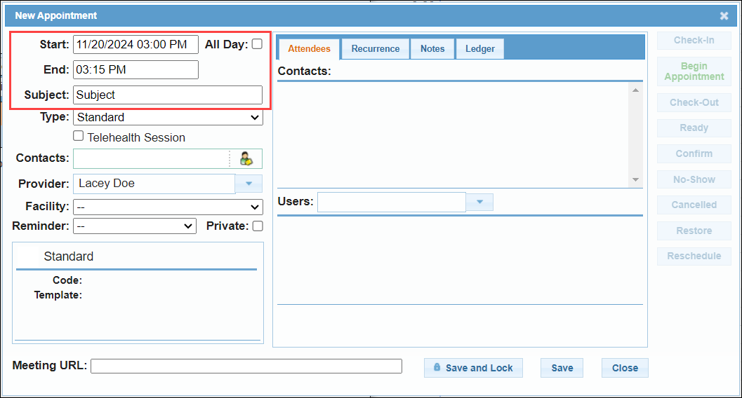 Appointment window subject