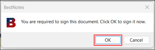 Signature required prompt