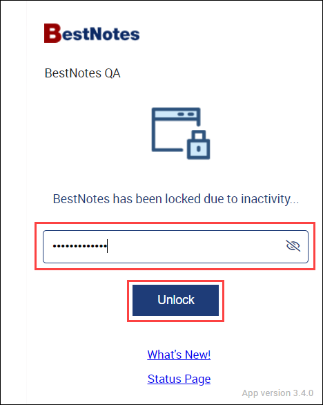 Unlock BestNotes screen