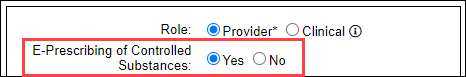 E-Prescribing of Controlled Substances option