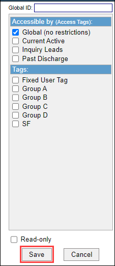 Save button