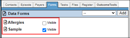 Data Form visibility checkboxes