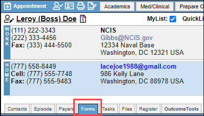 Forms tab