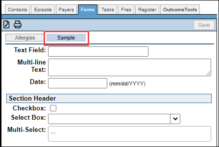 Multiple Data Forms selection