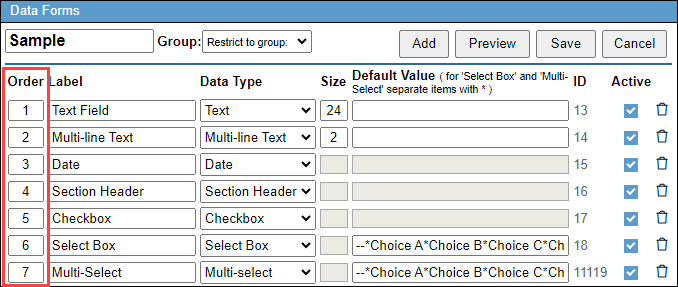 Screenshot showing the Order number field