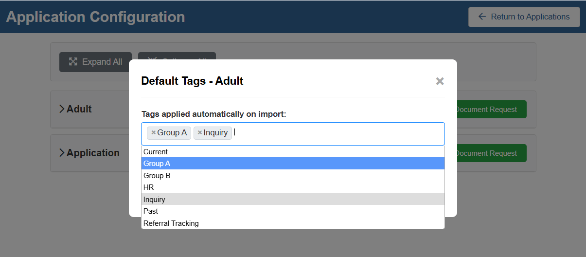Screenshot showing Tags multi-select dropdown