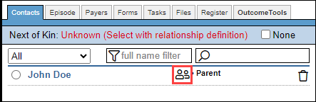 Screenshot showing the Relationship icon
