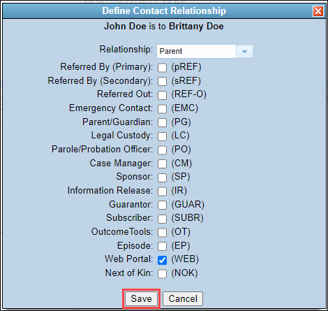 Screenshot showing the Save button