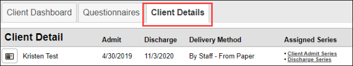 Client Details tab