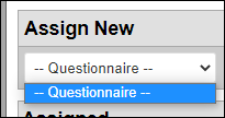 Screenshot showing Questionnaire dropdown