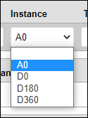 Screenshot showing Instance dropdown