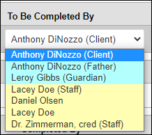 Screenshot showing 'To Be Completed By' dropdown