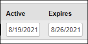 Screenshot showing date selection and expiration