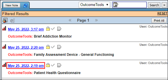 Date and time of questionnaire selected