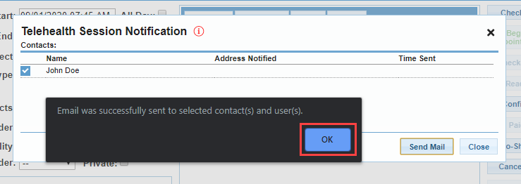 Screenshot of a success confirmation message with an 'Okay' button.
