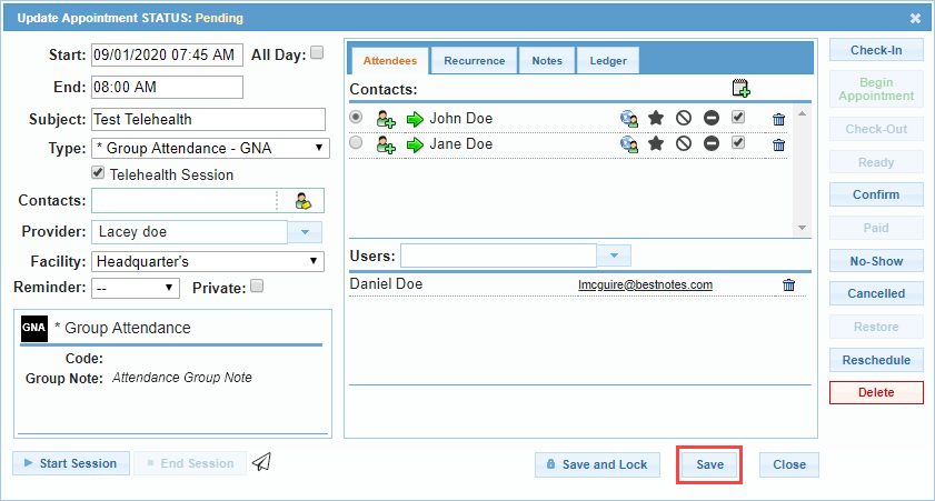 Screenshot highlighting the 'Save' button.