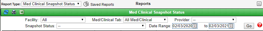 Screenshot showing filter options for the report.