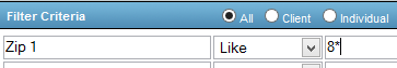 Example of using asterisk for zip code search