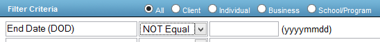 Example of using not equal operator
