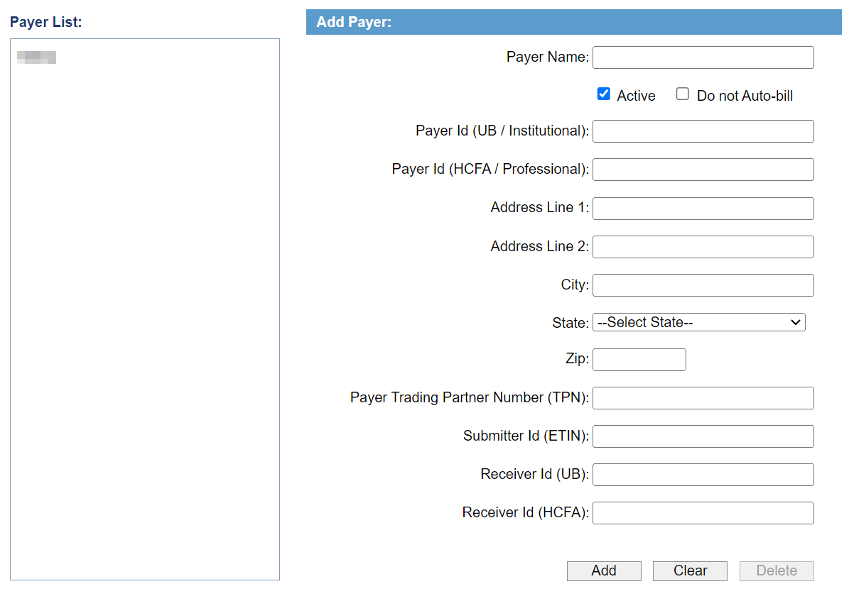 Screenshot showing payer details and definitions.