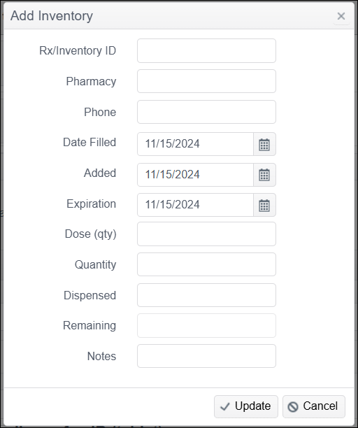 Inventory information fields