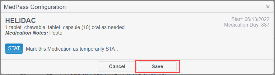 Save button